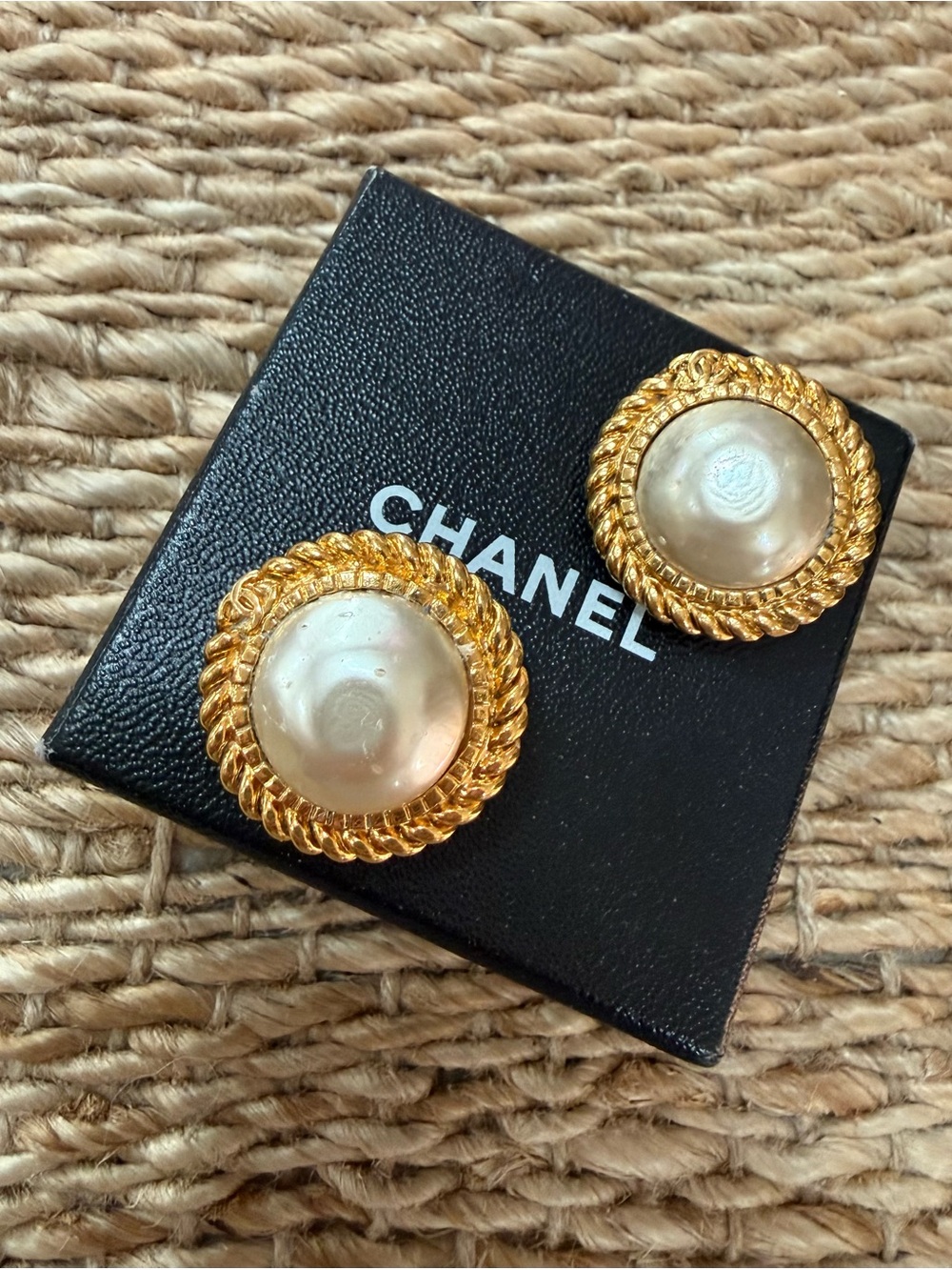 Vintage Chanel Faux Pearl Clip On Earrings